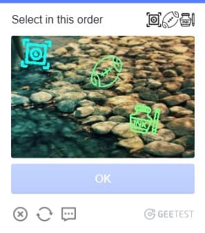 Create account step 2: Solve the picture captcha