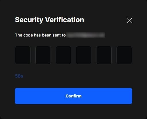 Create account step 3: Enter the email verification code