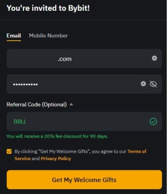 Create account step 1: Enter your email and a password