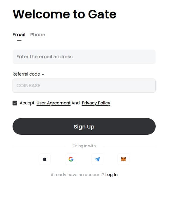 Create account step 1: Fill in the sign-up form