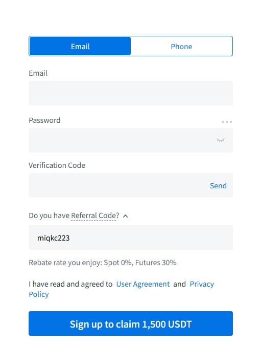 Create account step 1: Enter your email and a password